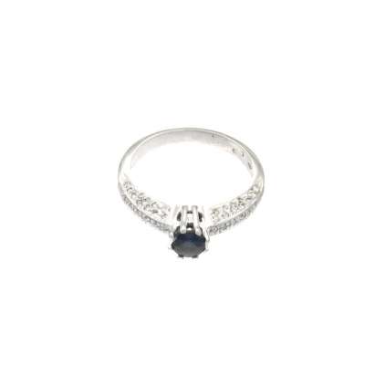 Anello solitario oro bianco zaffiro e diamanti carati 0,31 G-VS1