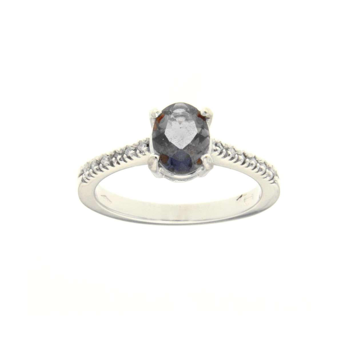 Anello con iolite carati 0,94 e diamanti ct 0,06 G-VS1