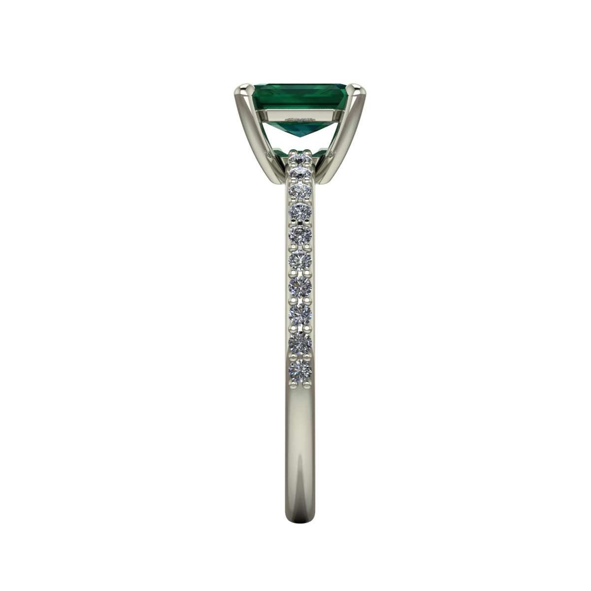 White gold ring emerald 1.39 cts. 0.18 carats diamonds G-VS1