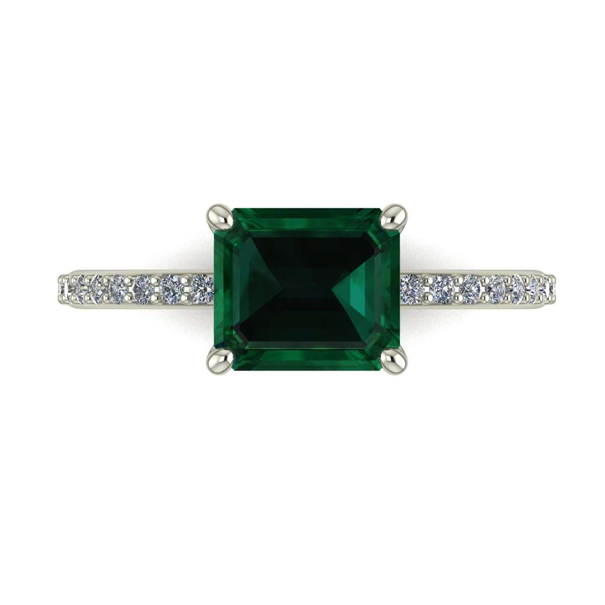 White gold ring emerald 1.39 cts. 0.18 carats diamonds G-VS1