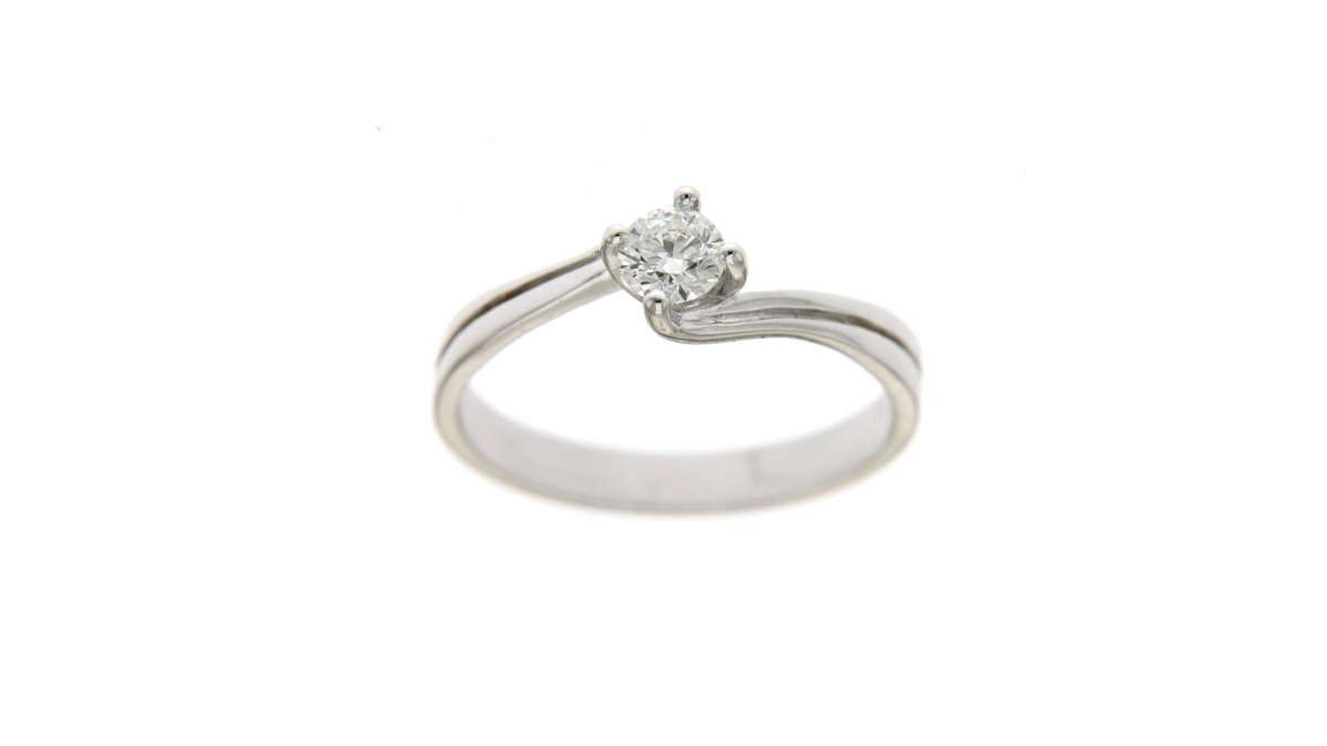 anello solitario valentino oro bianco carati 0.30 G VS1
