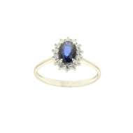 Anello con  zaffiro blu ct 0,96 e diamanti ct 0.30 g-vs1 Anello con  zaffiro blu ct 0,96 e diamanti ct 0.30 g-vs1
