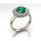 White gold ring emerald 1 cts. 0.70 carats diamonds G-VS1