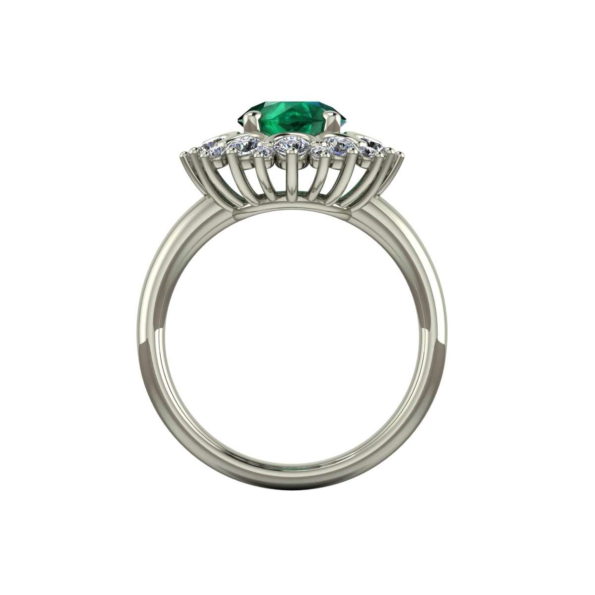 Anello con smeraldo centrale carati 1.00 e diamanti carati 0,70 G-VS1