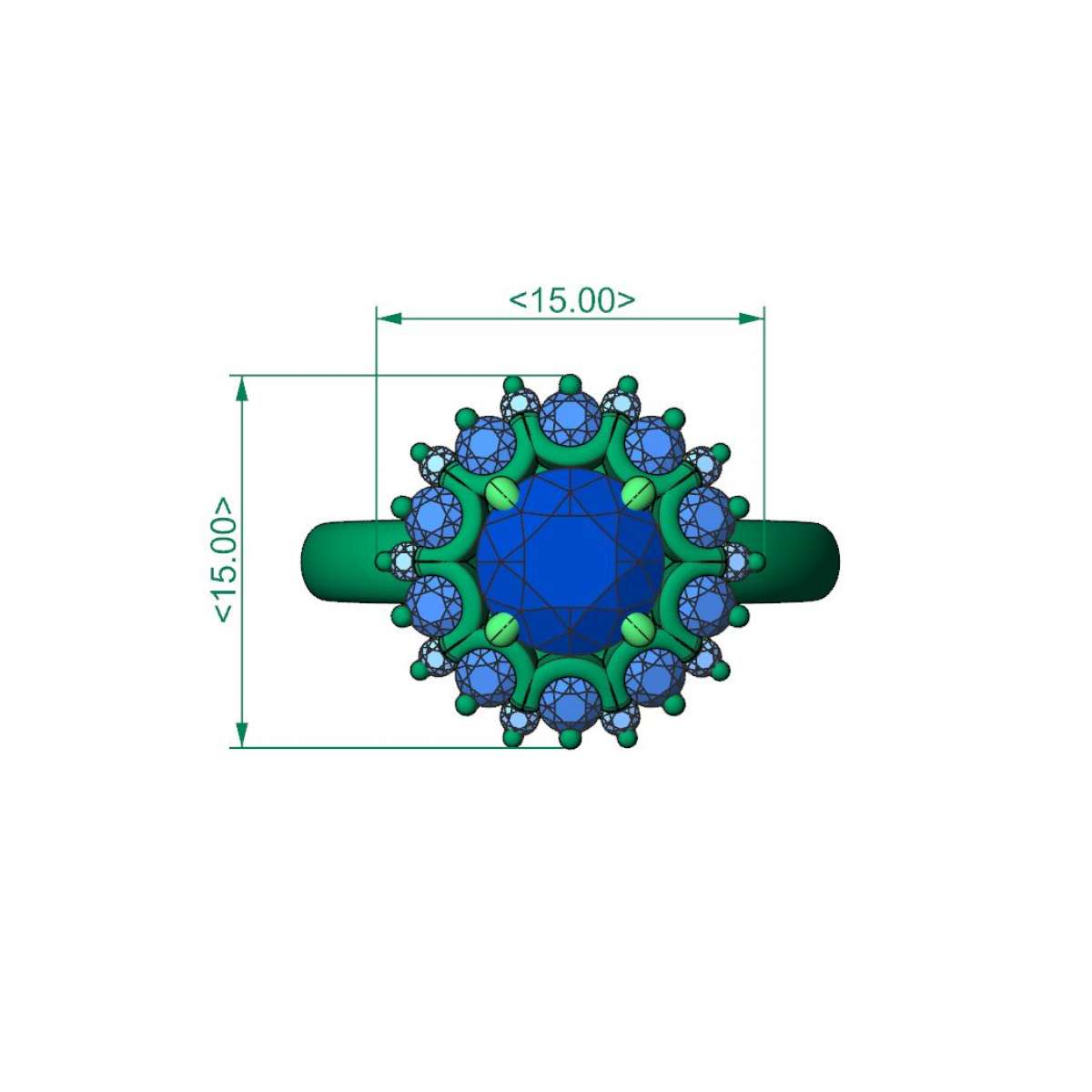 White gold ring emerald 1 cts. 0.70 carats diamonds G-VS1