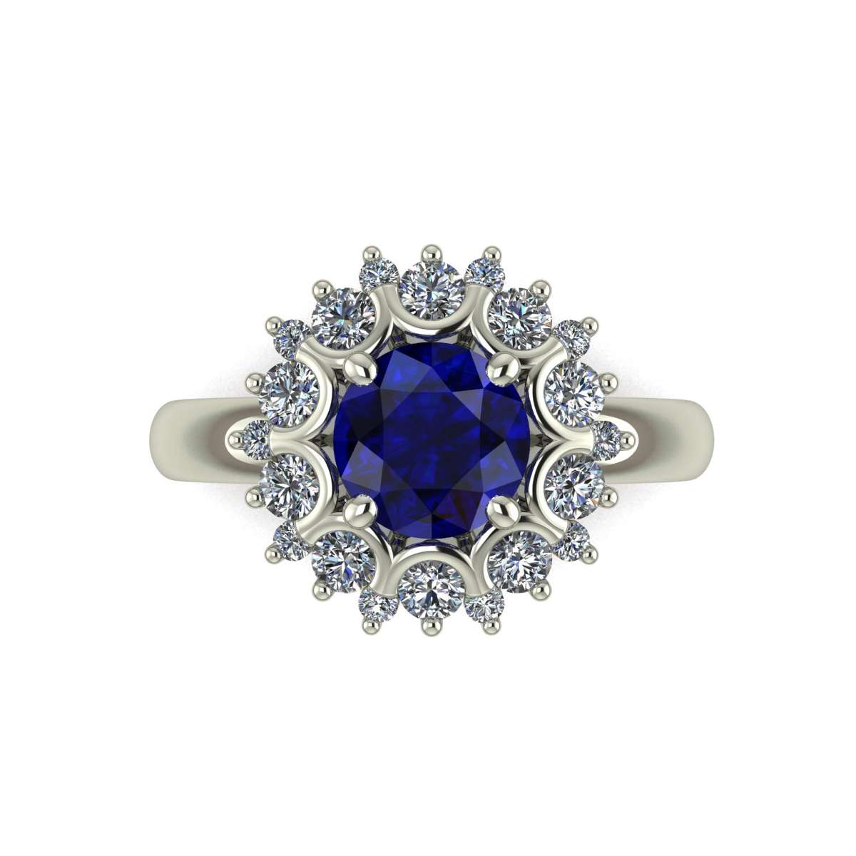 Anello  con  zaffiro blu carati 1.50 e diamanti carati 0,70 G-VS1