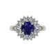 White gold ring sapphire blue 1.50 cts. 0.70 carats diamonds G-VS1