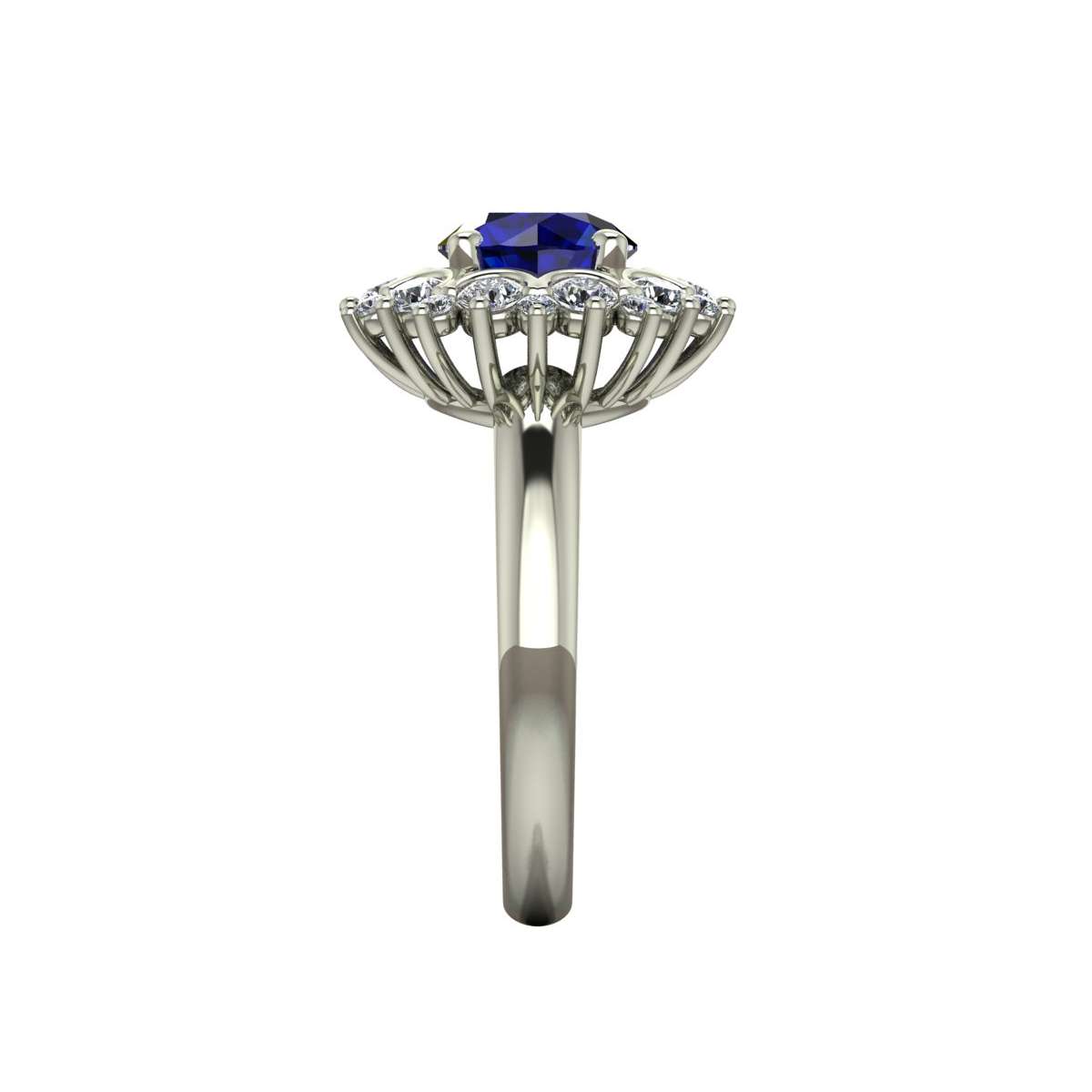 Anello  con  zaffiro blu carati 1.50 e diamanti carati 0,70 G-VS1