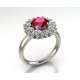 White gold carat diamond ring 0.70 G-VS1 red ruby 1.70 carat