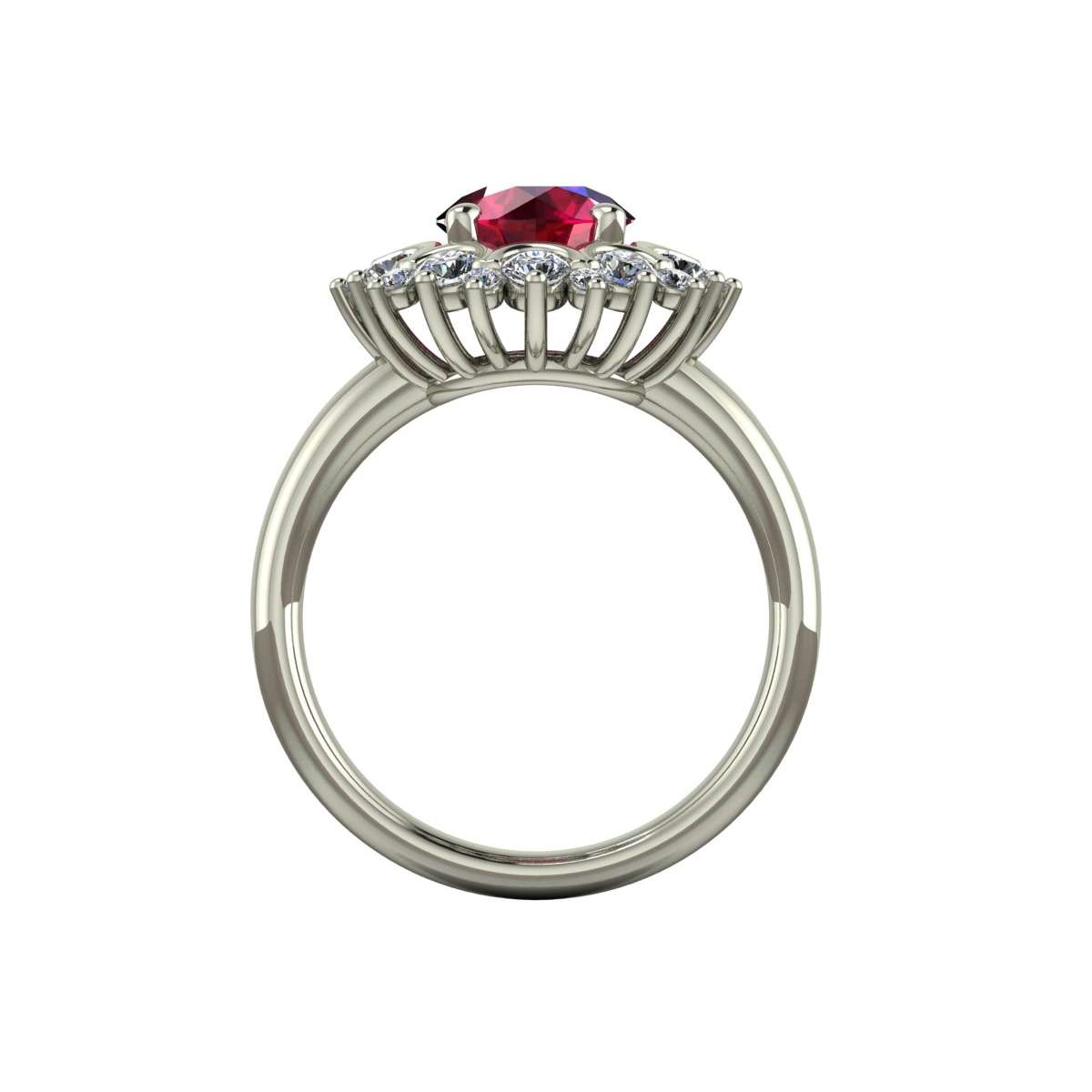 Anello con rubino rosso carati 1.70 e diamanti ct 0,70 G-VS1 