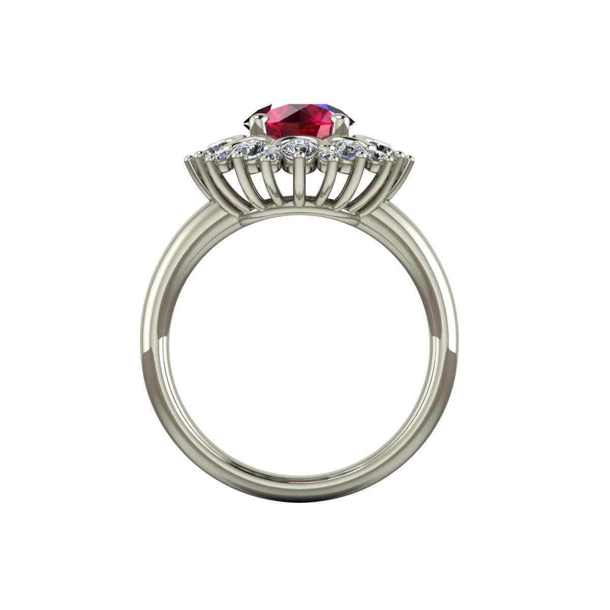 White gold carat diamond ring 0.70 G-VS1 red ruby 1.70 carat