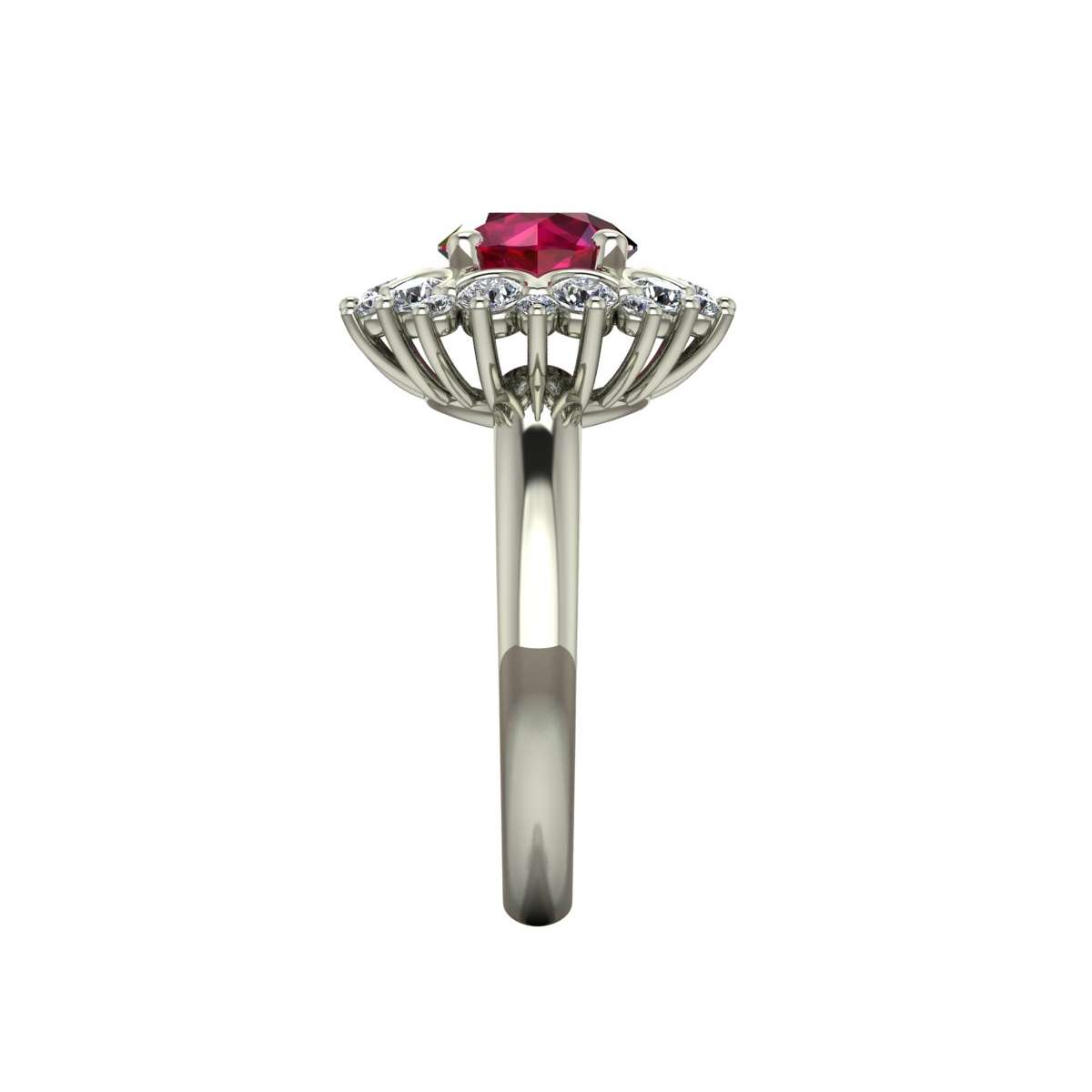 Anello con rubino rosso carati 1.70 e diamanti ct 0,70 G-VS1 