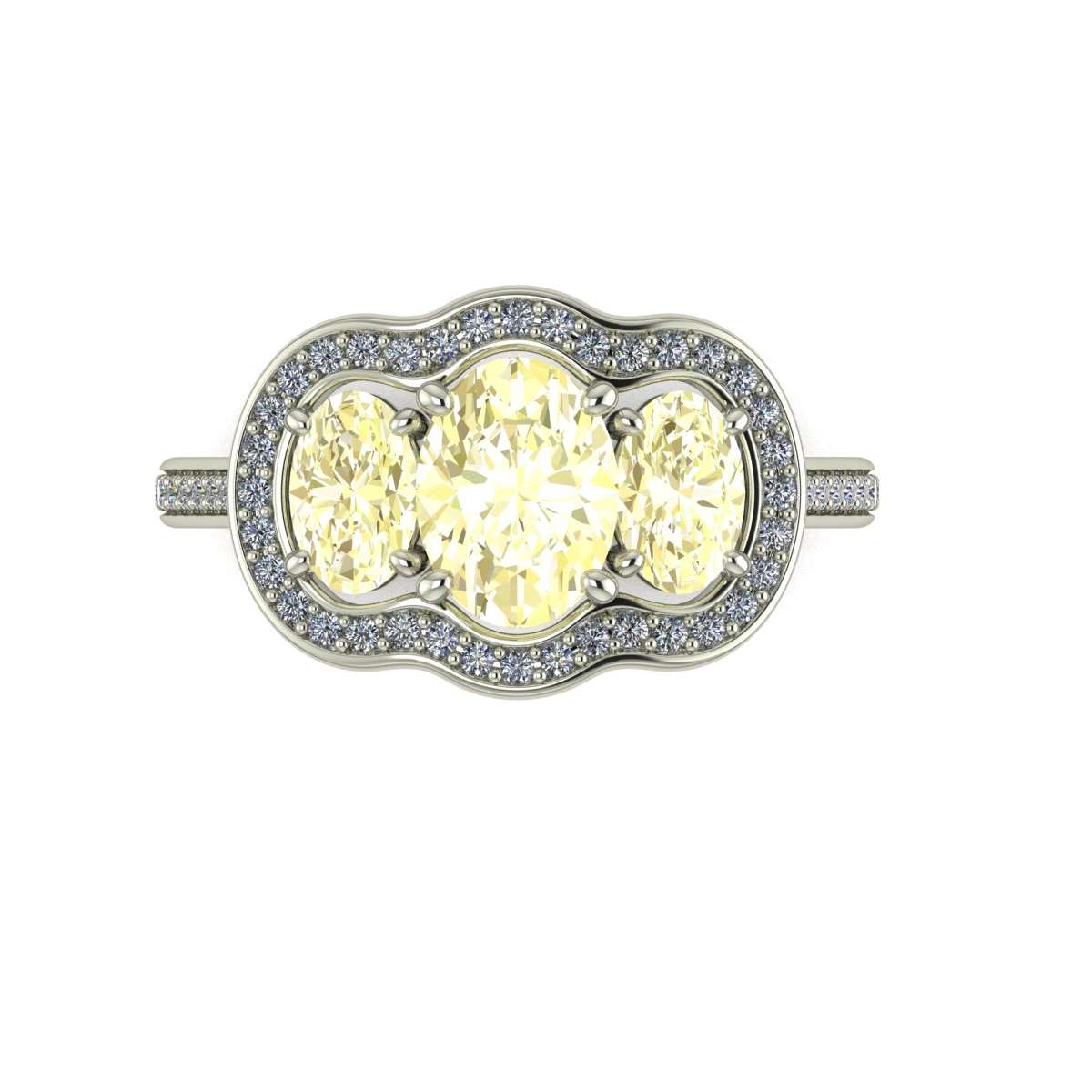 Trilogy ring in fancy yellow diamonds carat 2.00 FLY-VS2 GIA