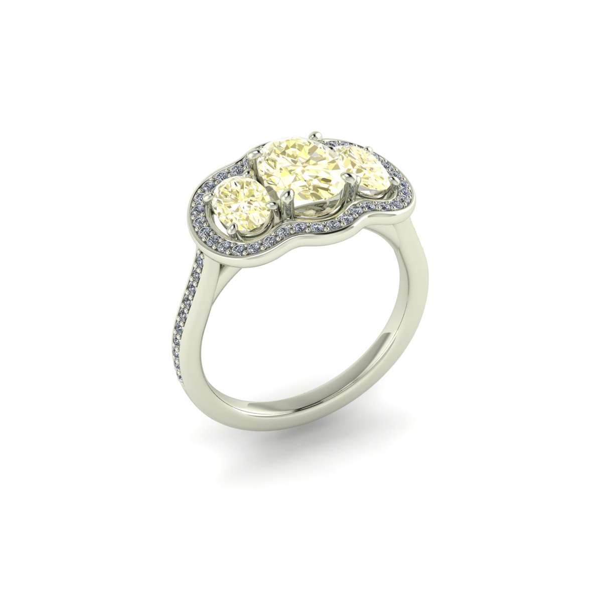 Trilogy ring in fancy yellow diamonds carat 2.00 FLY-VS2 GIA