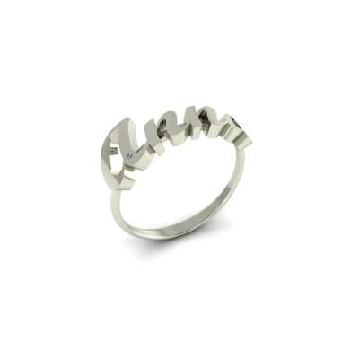 Ring with name Anna white gold diamond 0,01 carat