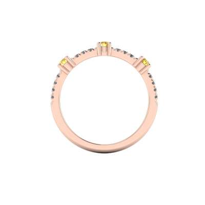 Ring in pink gold and fancy yellow diamonds ct 0.28 