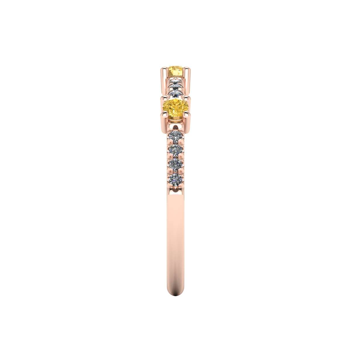 Ring in pink gold and fancy yellow diamonds ct 0.28 