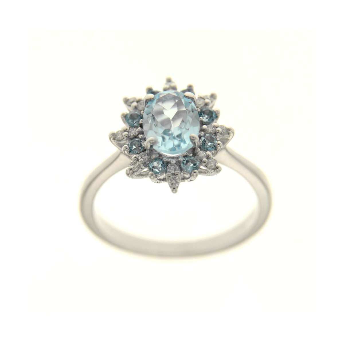 Anello con topazio azzurro carati 1.90 e diamanti carati 0,12 G-VS1