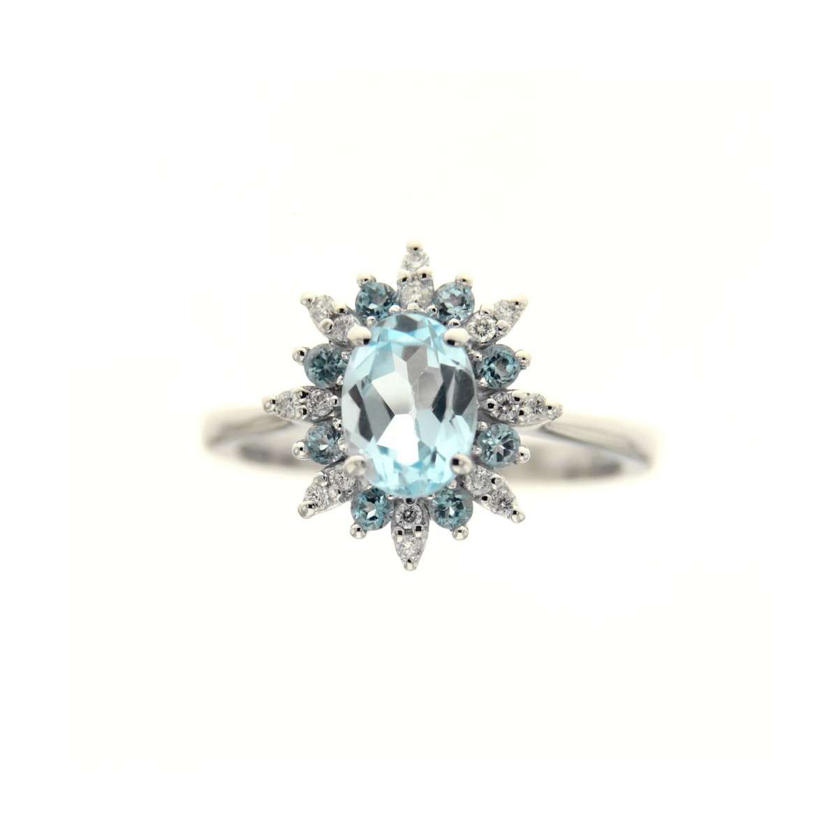 Anello con topazio azzurro carati 1.90 e diamanti carati 0,12 G-VS1
