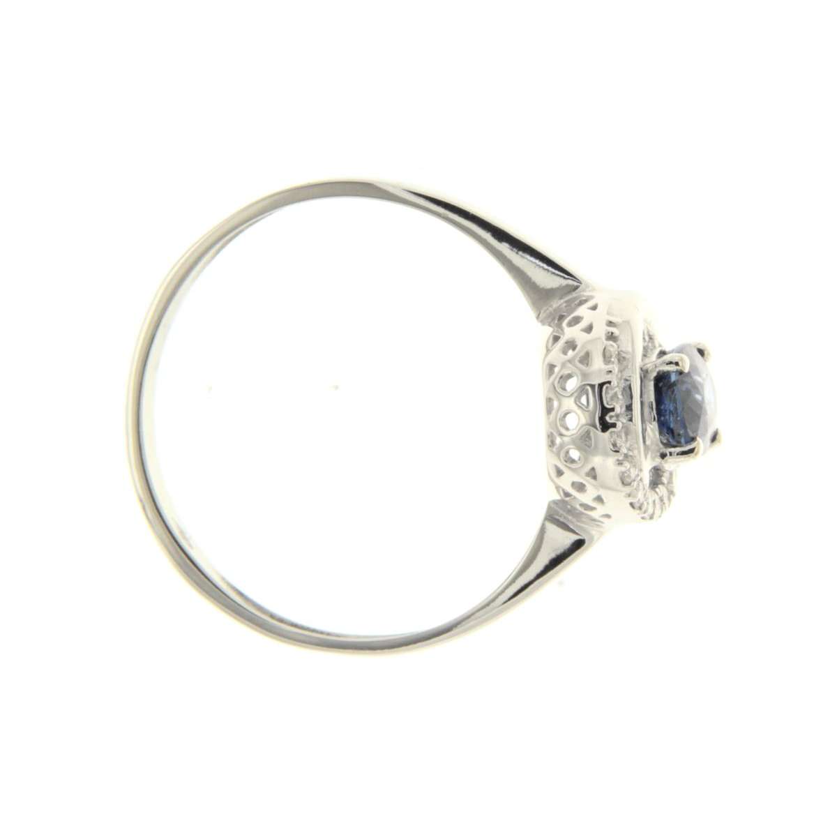 Women's ring in white sapphire blue carats 1.08 and diamonds carats 0.08 g-vs1