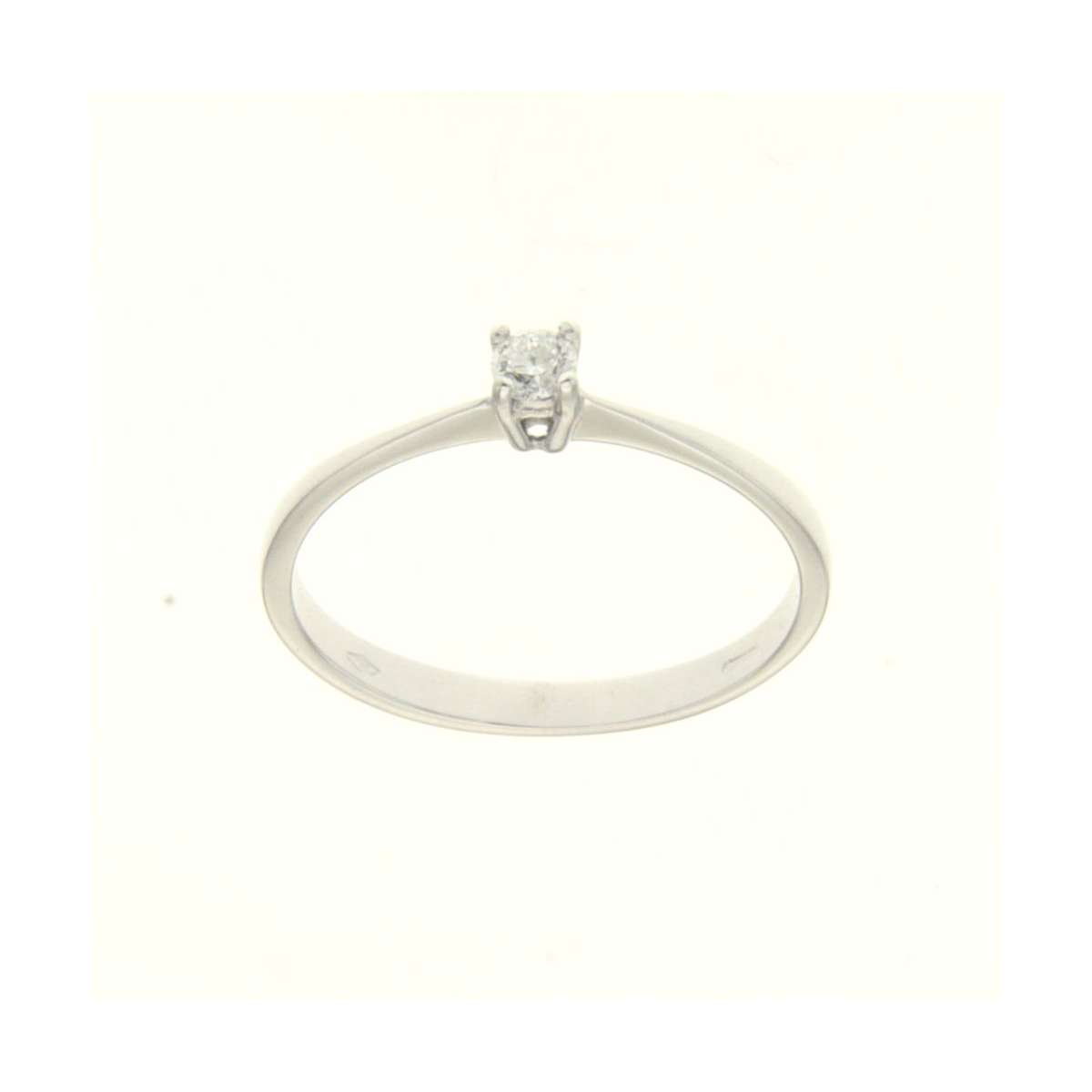 Anello solitario oro bianco diamante HRD carati 0.08 D-VS1