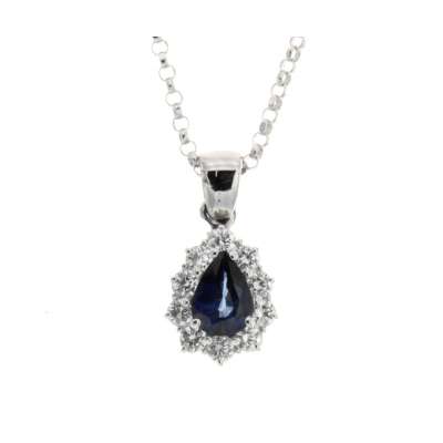 Necklace 0.74cts. blue sapphire 0.40carats diamonds G-VS1