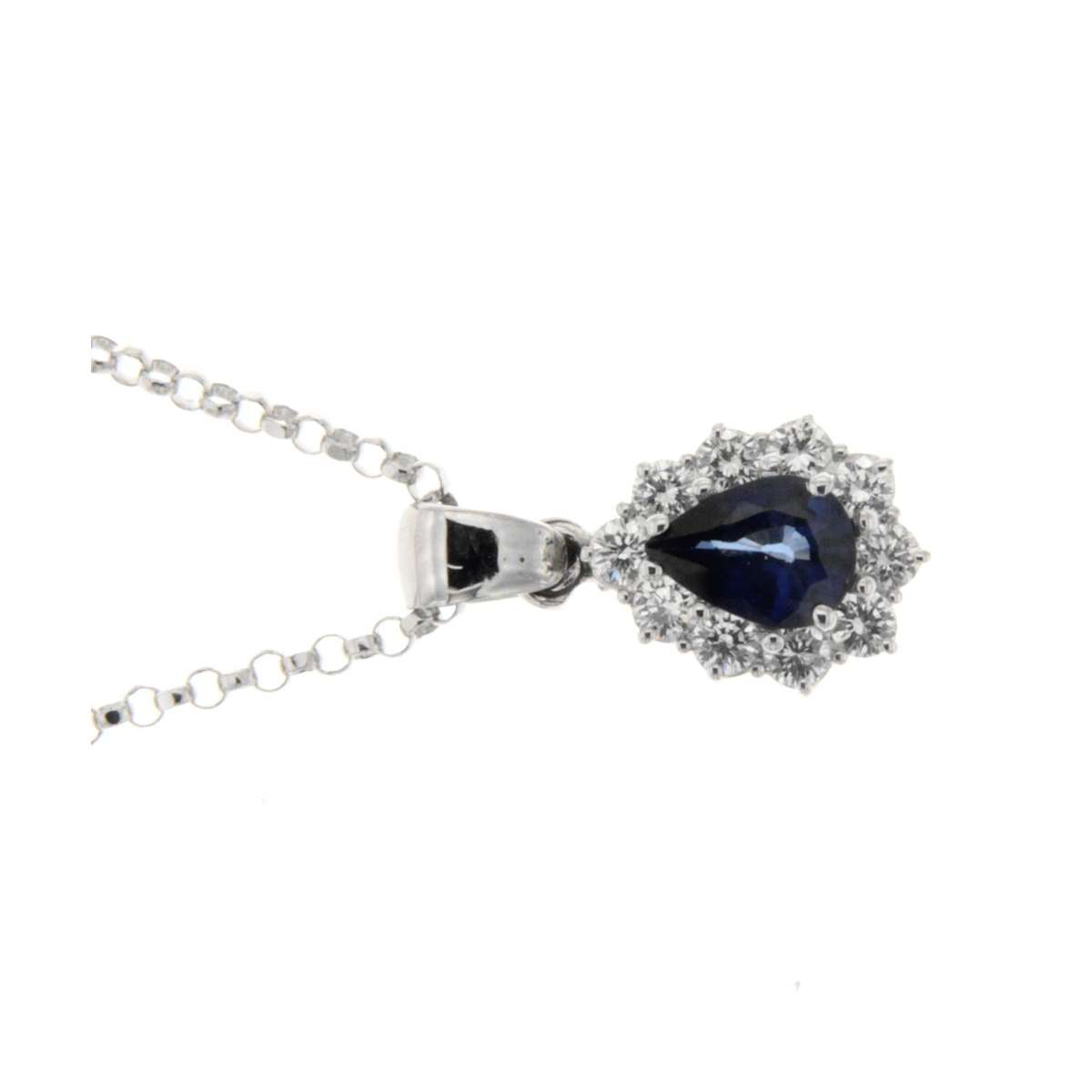 Necklace 0.74cts. blue sapphire 0.40carats diamonds G-VS1