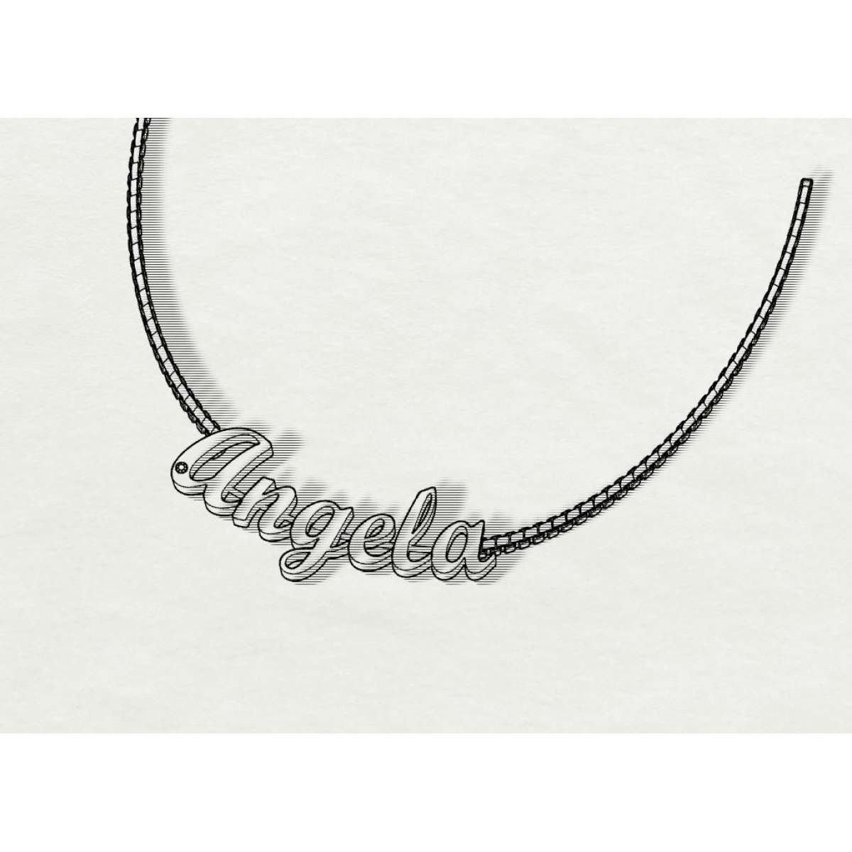 Name Necklace Angela white gold diamond 0.005 carat