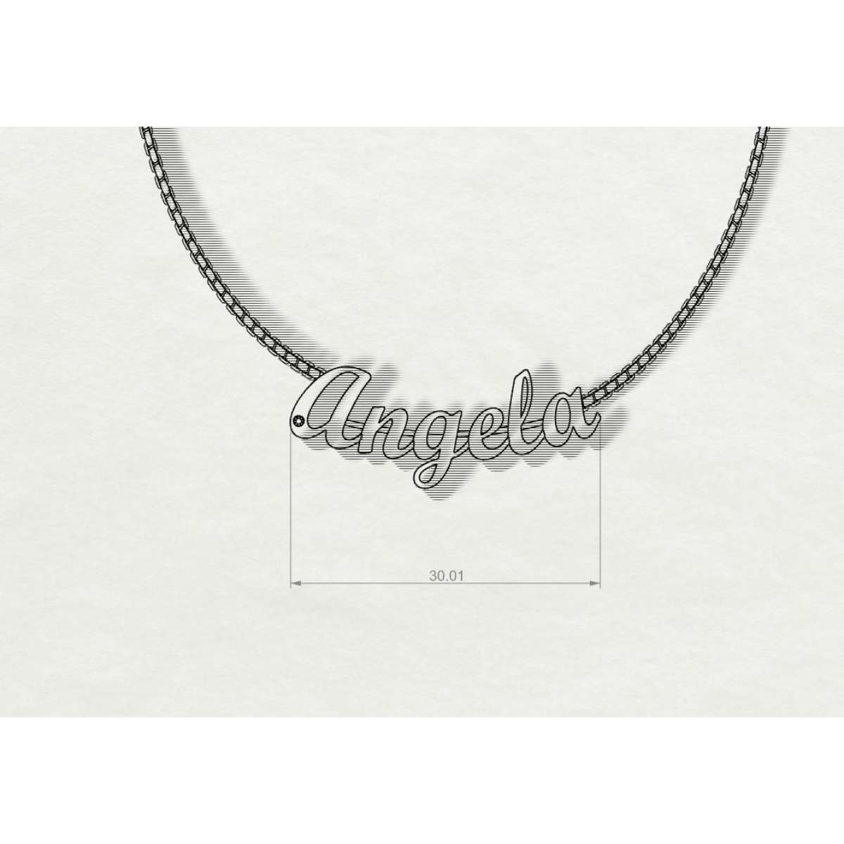 Name Necklace Angela white gold diamond 0.005 carat