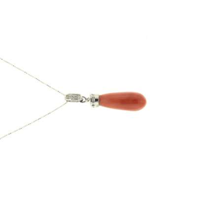 Necklace with coral and diamonds carats 0.001 g-vs1