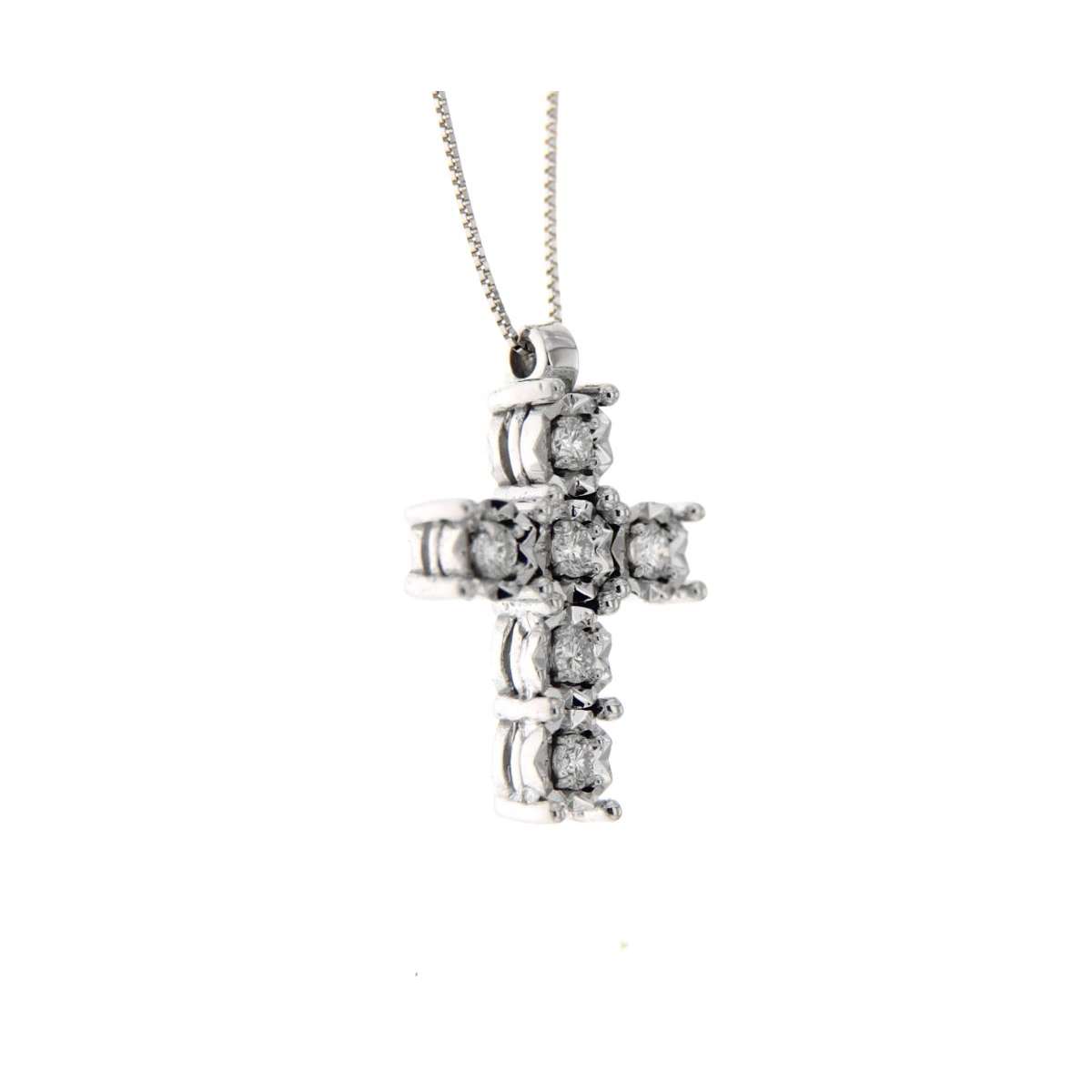 Cross necklace 0.15 carats diamonds G-VS1