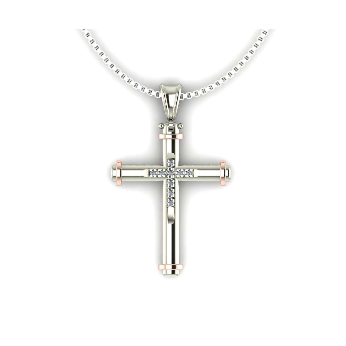 Collana con croce della fede placcata in oro, delicato ciondolo a forma di croce cristiana