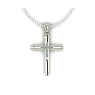 Collana con croce in oro bianco e rosa con diamanti ct. 0.05 g-vs1 Collana con croce in oro bianco e rosa con diamanti ct. 0.05 g-vs1