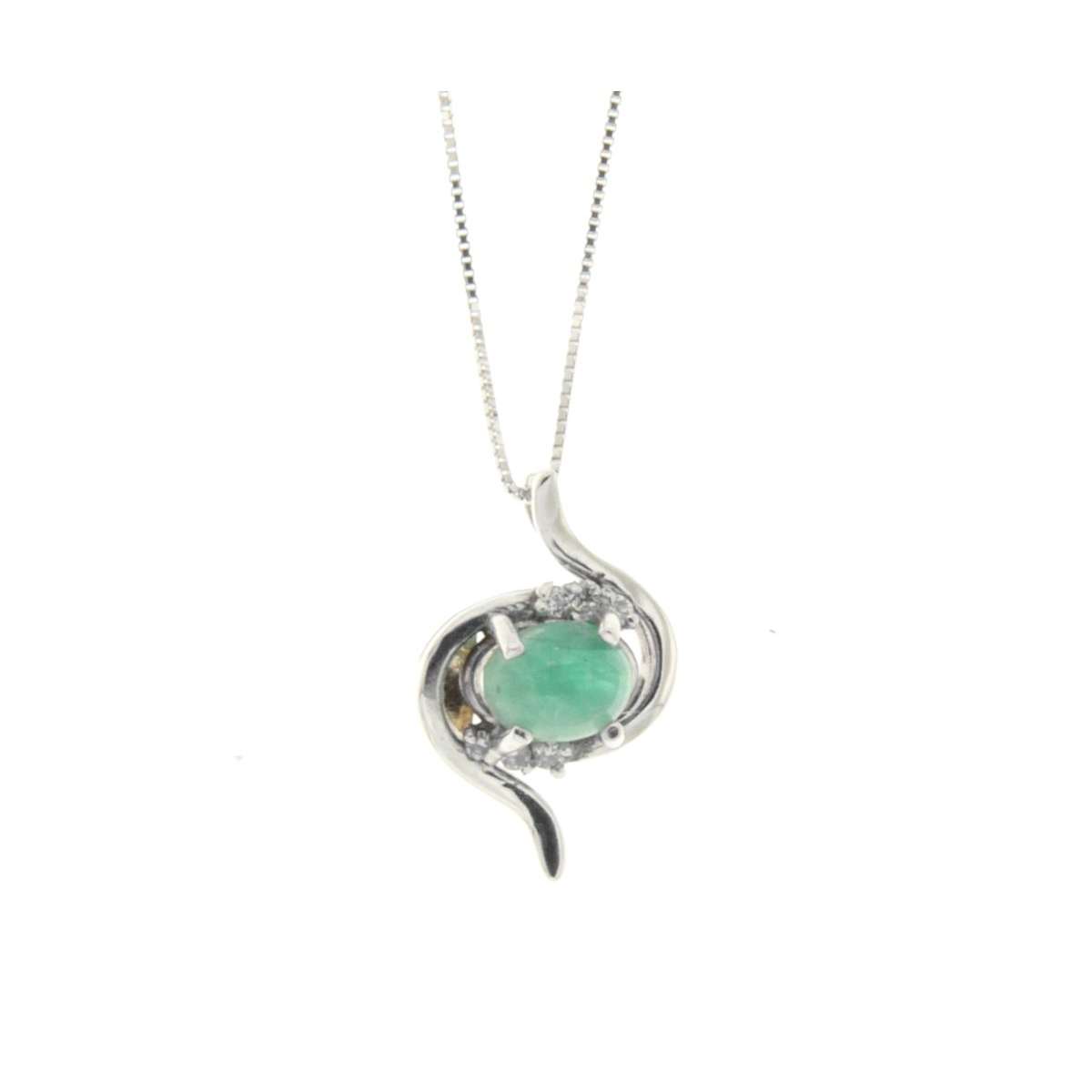 Necklace made of white gold with 0.34carat emerald and 0.04 carat diamonds