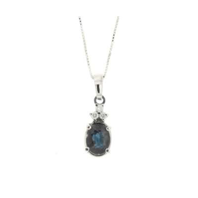 Necklace 0.70 cts. blue sapphire 0.06 carats diamonds G-VS1