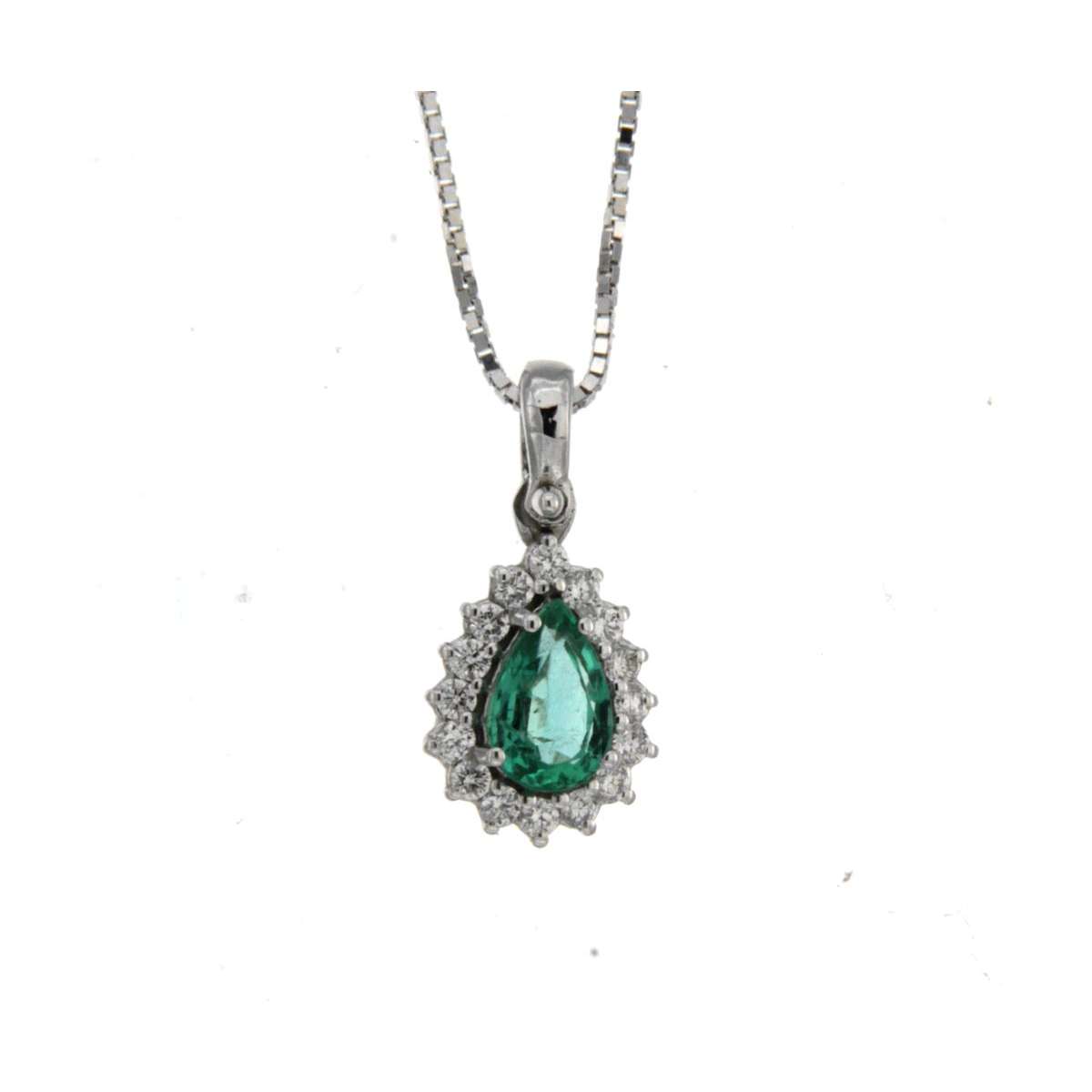 Collana smeraldo carati 0,80 diamanti carati 0,18 G-VS1
