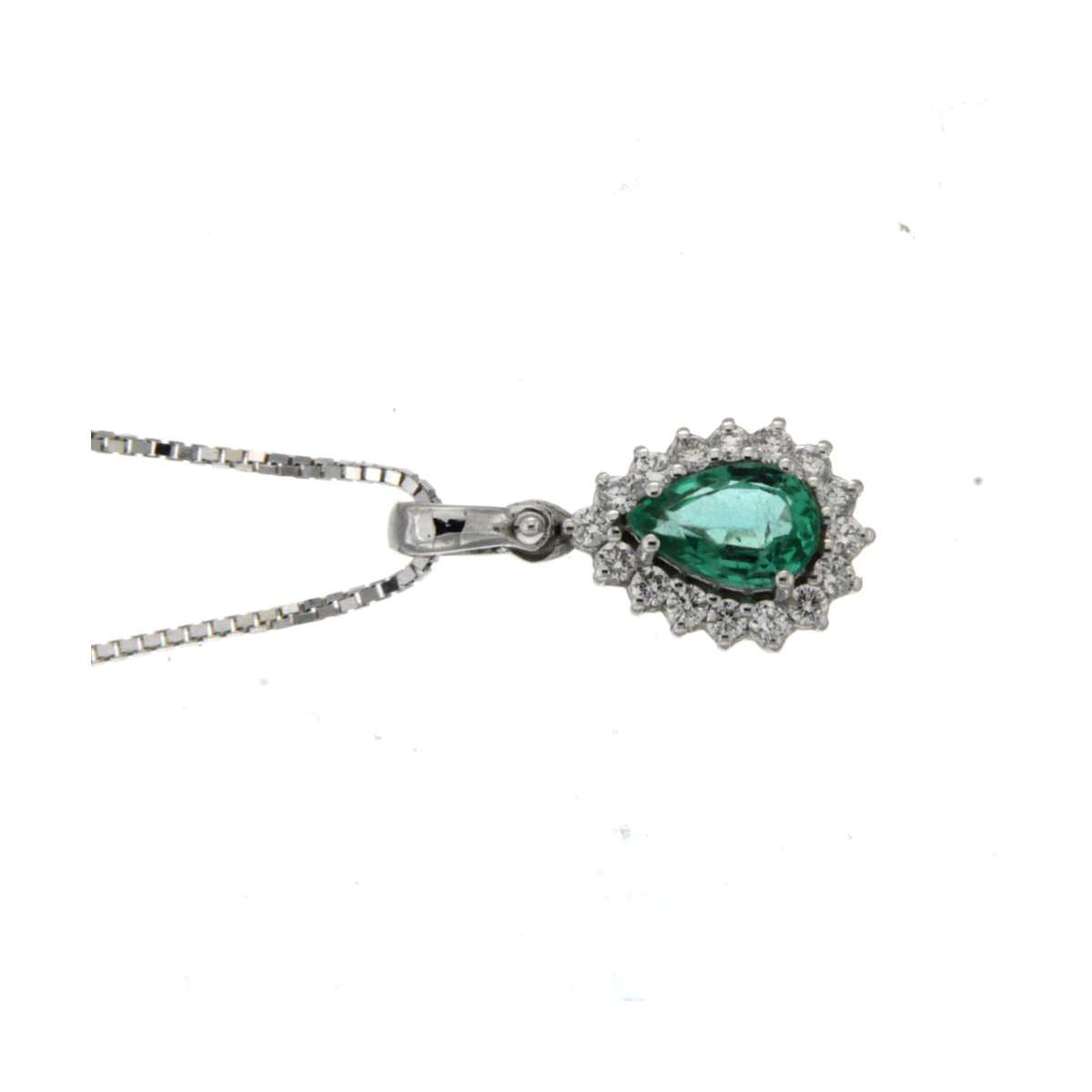 Collana smeraldo carati 0,80 diamanti carati 0,18 G-VS1