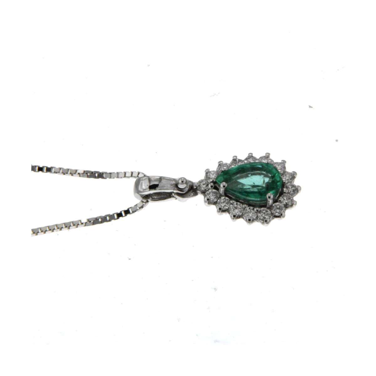 Necklace emerald 0.80 cts. 0.18 carats diamonds G-VS1