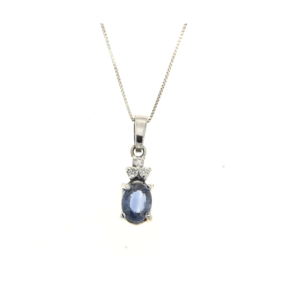 Collana zaffiro blu ct 0,40 diamanti carati 0,03 G-VS1
