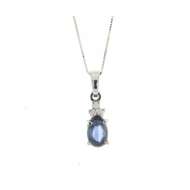 Collana zaffiro blu ct 0,40 diamanti carati 0,03 G-VS1 Collana zaffiro blu ct 0,40 diamanti carati 0,03 G-VS1