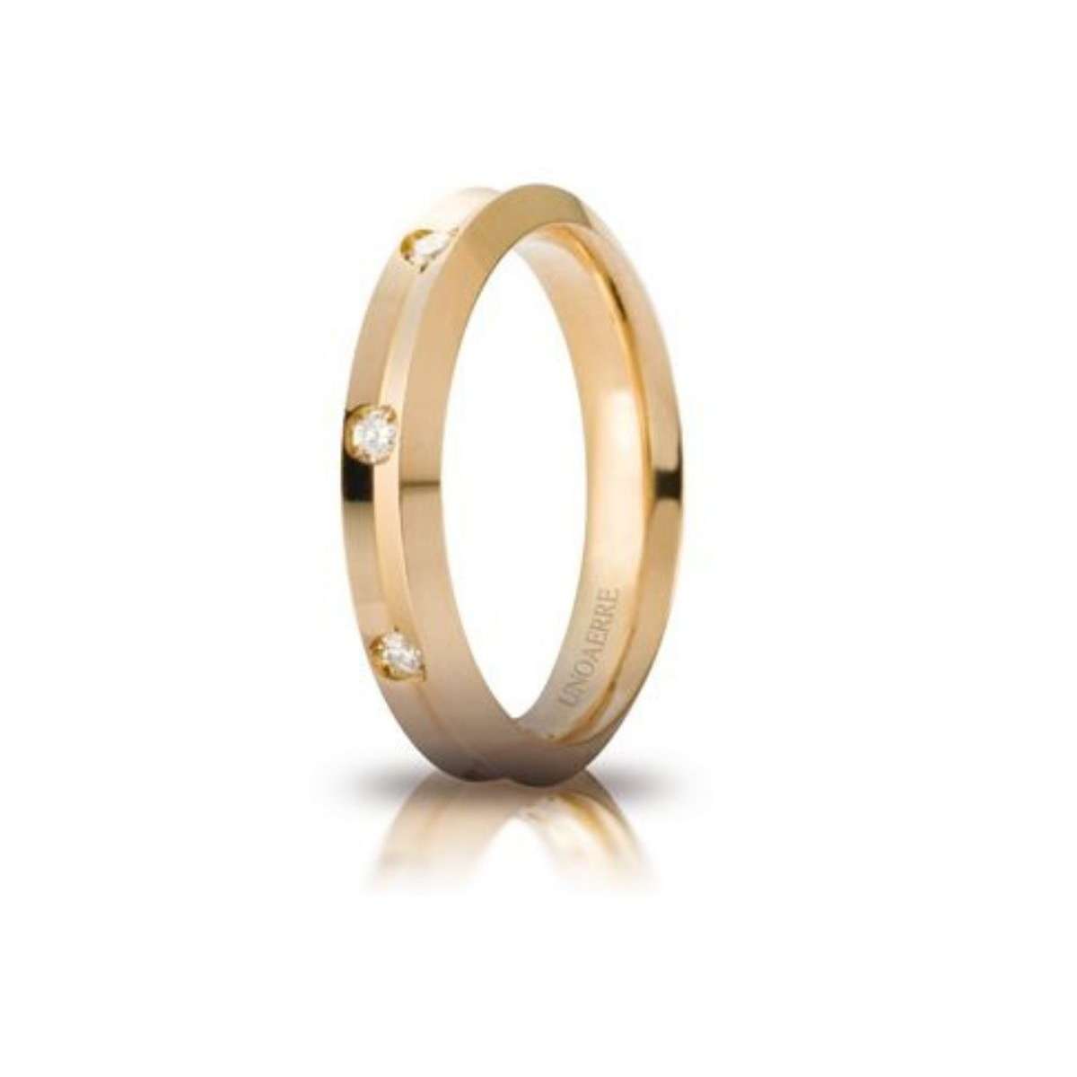 Unoaerre wedding ring in yellow gold with 8 diamonds 0.16 carat