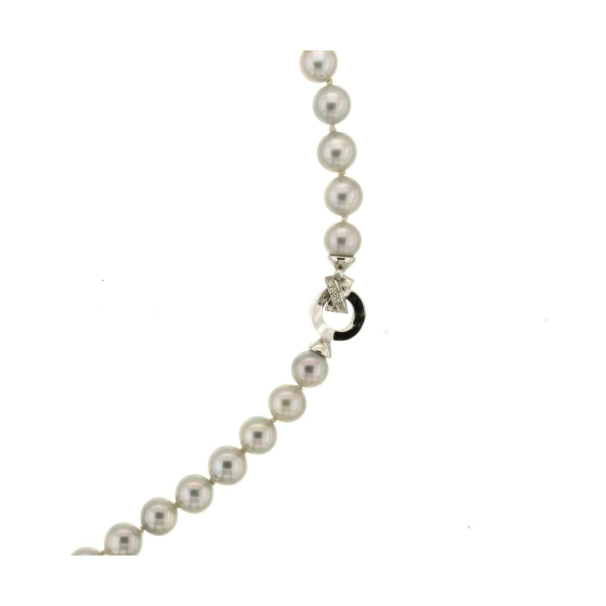 Girocollo di perle grigie oro e diamanti Ct.0,03 G-VS1