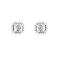 Orecchini con acquamarina princess celeste ct 1.07 e diamanti ct 0,32 G-VS1 Orecchini con acquamarina princess celeste ct 1.07 e diamanti ct 0,32 G-VS1