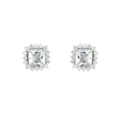 Earrings with light blue aquamarine ct 1.07 and diamonds ct 0.32 G-VS1