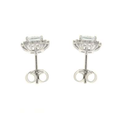 Earrings with light blue aquamarine ct 1.07 and diamonds ct 0.32 G-VS1