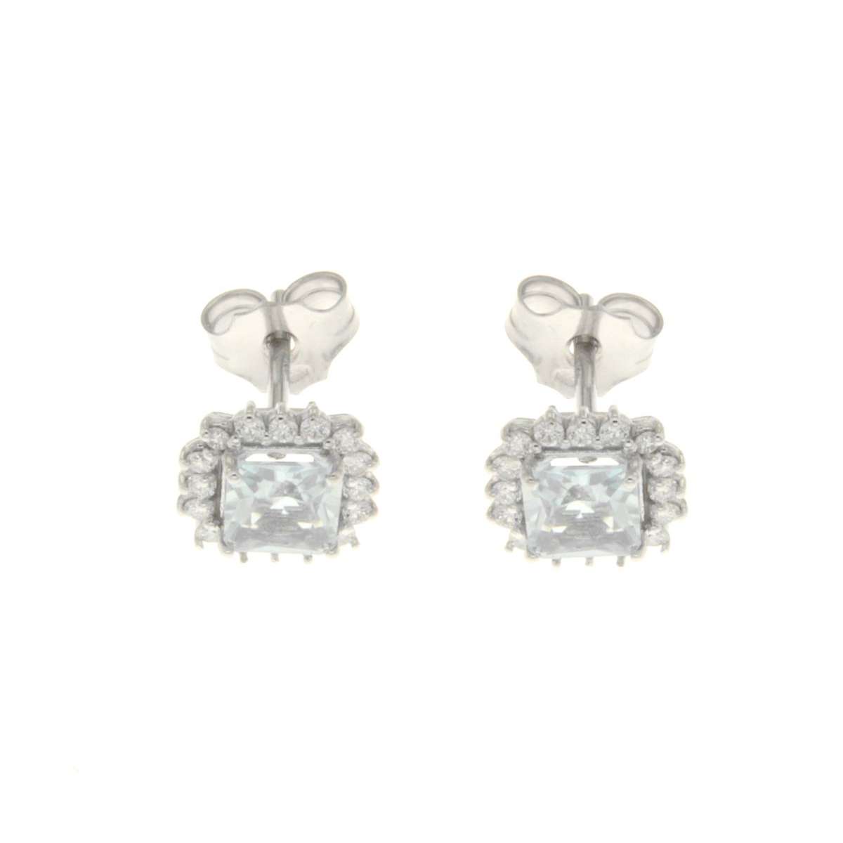 Earrings with light blue aquamarine ct 1.07 and diamonds ct 0.32 G-VS1