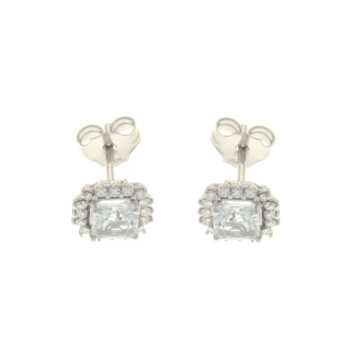 Earrings with light blue aquamarine ct 1.07 and diamonds ct 0.32 G-VS1