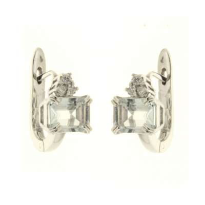 Earrings with light blue aquamarine ct 4.84 and diamonds ct 0.09 G-VS1