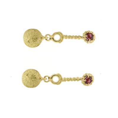 Drop earrings in garnet yellow gold with lost wax 0.30 ct