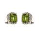Earrings with peridot green color and carat diamond 0.42